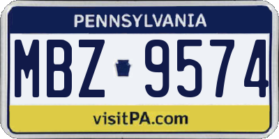 PA license plate MBZ9574