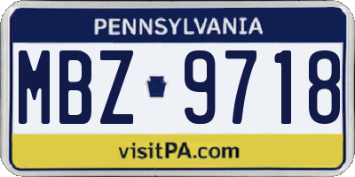 PA license plate MBZ9718