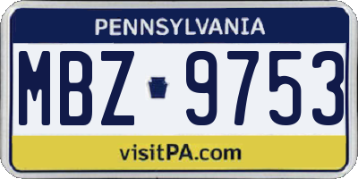 PA license plate MBZ9753