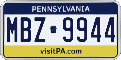 PA license plate MBZ9944
