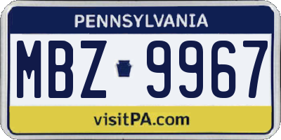 PA license plate MBZ9967