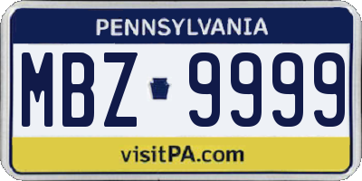 PA license plate MBZ9999