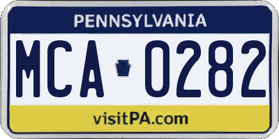 PA license plate MCA0282