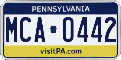 PA license plate MCA0442