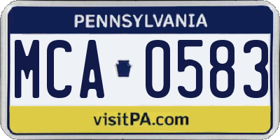 PA license plate MCA0583