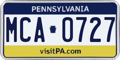 PA license plate MCA0727