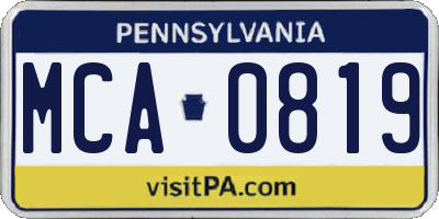 PA license plate MCA0819
