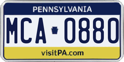 PA license plate MCA0880