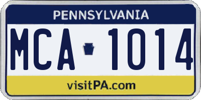PA license plate MCA1014