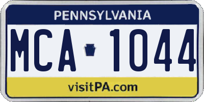 PA license plate MCA1044