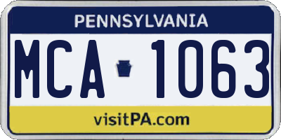PA license plate MCA1063