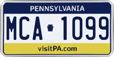 PA license plate MCA1099