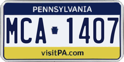 PA license plate MCA1407