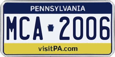 PA license plate MCA2006