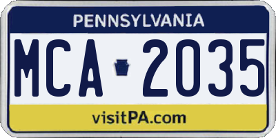 PA license plate MCA2035