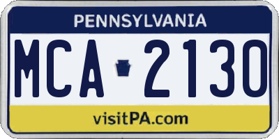 PA license plate MCA2130
