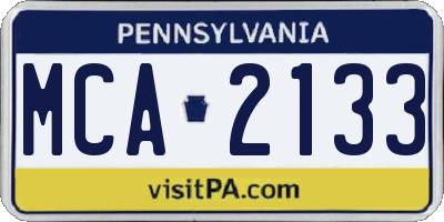 PA license plate MCA2133