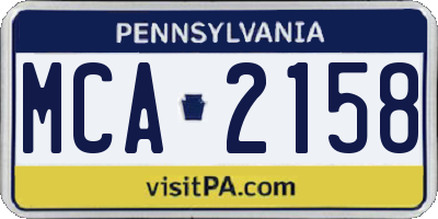 PA license plate MCA2158
