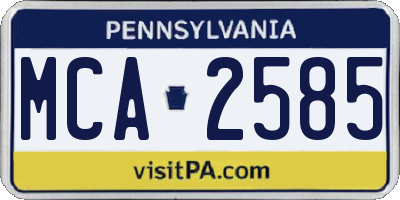 PA license plate MCA2585