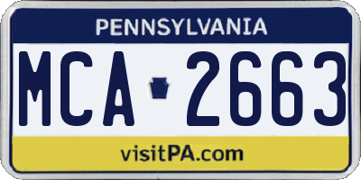 PA license plate MCA2663