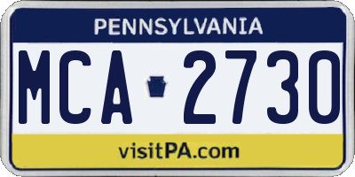 PA license plate MCA2730