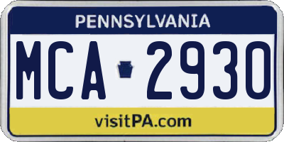 PA license plate MCA2930