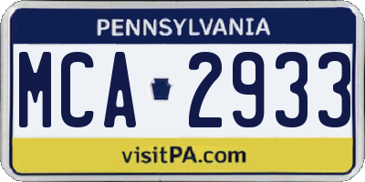 PA license plate MCA2933