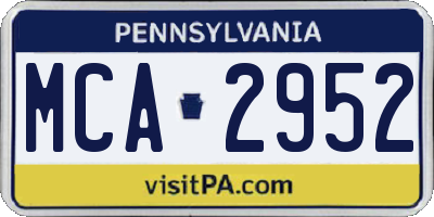 PA license plate MCA2952