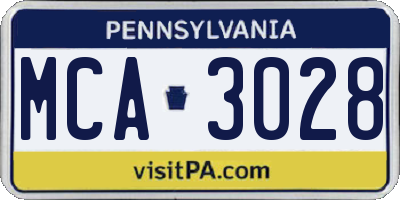 PA license plate MCA3028