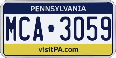 PA license plate MCA3059