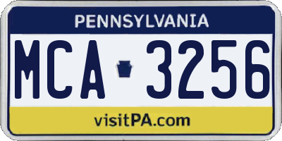 PA license plate MCA3256