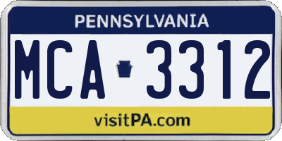 PA license plate MCA3312