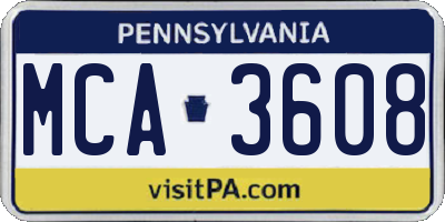 PA license plate MCA3608
