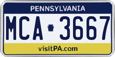 PA license plate MCA3667