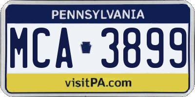 PA license plate MCA3899