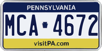 PA license plate MCA4672