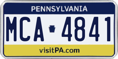 PA license plate MCA4841