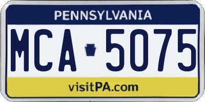 PA license plate MCA5075