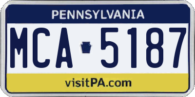 PA license plate MCA5187