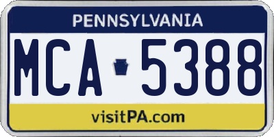 PA license plate MCA5388