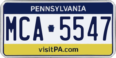 PA license plate MCA5547