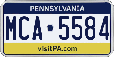 PA license plate MCA5584