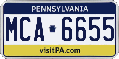 PA license plate MCA6655