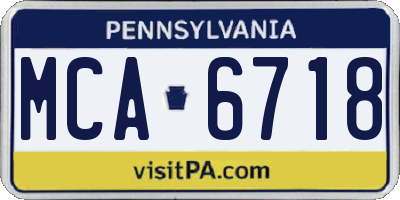 PA license plate MCA6718