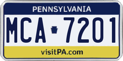 PA license plate MCA7201