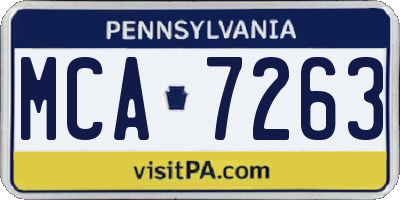 PA license plate MCA7263