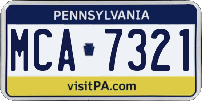 PA license plate MCA7321