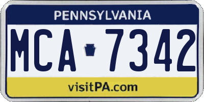 PA license plate MCA7342