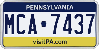 PA license plate MCA7437