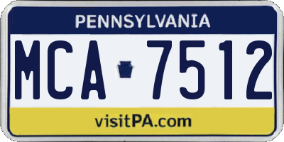 PA license plate MCA7512